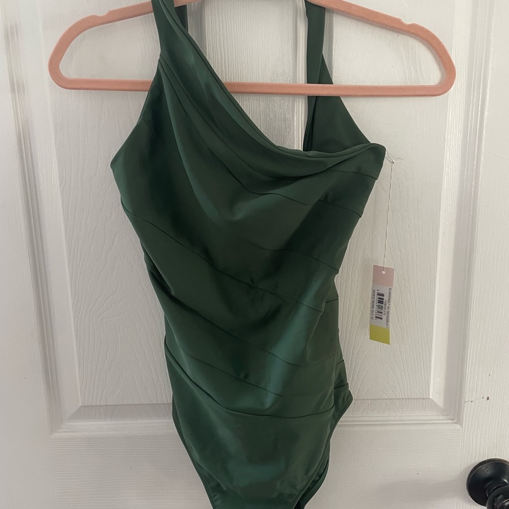 NWT: Summersalt Green One Piece Swimsuit with Draped Neckline